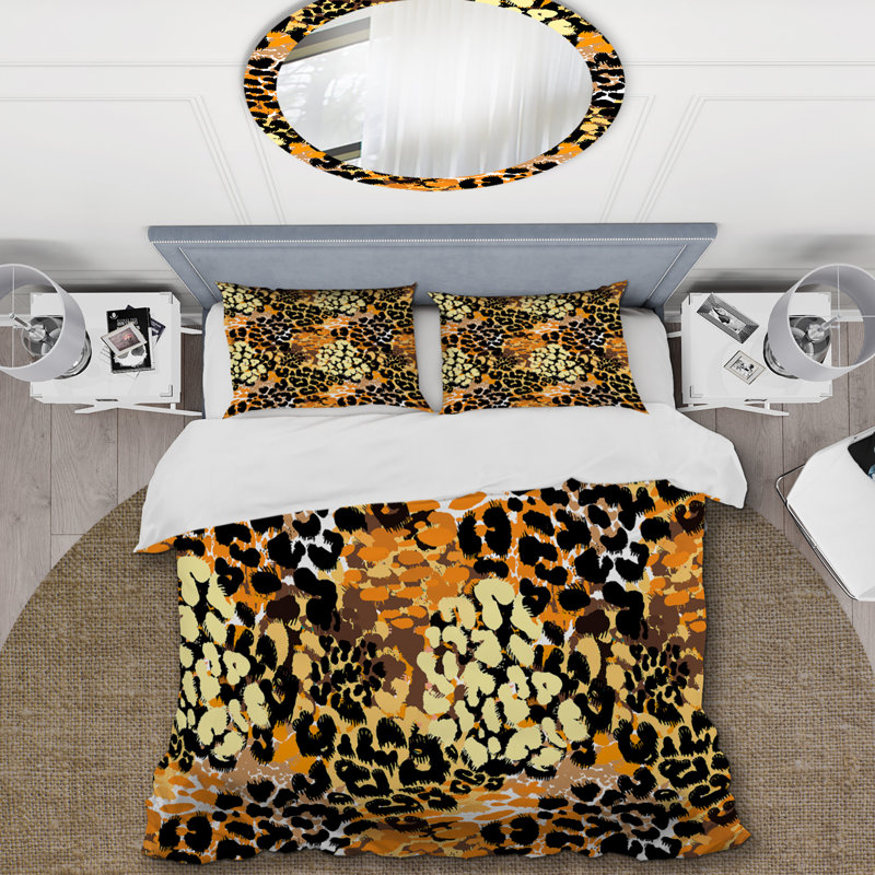 Ensemble de housse de couette en microfibre noir / orange 3 pièces, Housse de couette simple + 1 taie décorative stan
