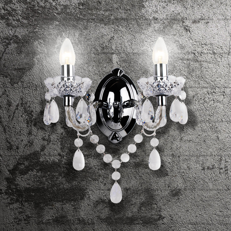 Xan Plastic Candle Wall Light, Clear/Chrome