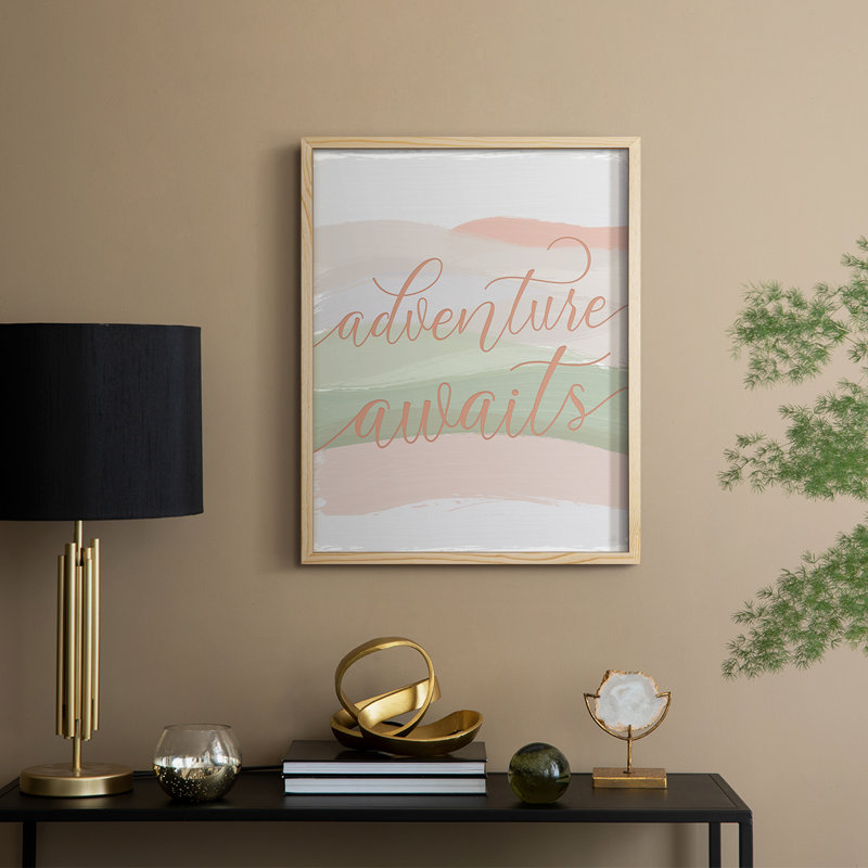 Adventure Awaits Framed Print - Solid Wood, Natural, 11" H x 9" W