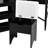 Corner Vanity Desk With Charging Station, Glass Tabletop, Removable Cabinet And Storage For Organized Beauty Makeup Routine Black Cushioned Stool, Tabletop Jewelry Drawer