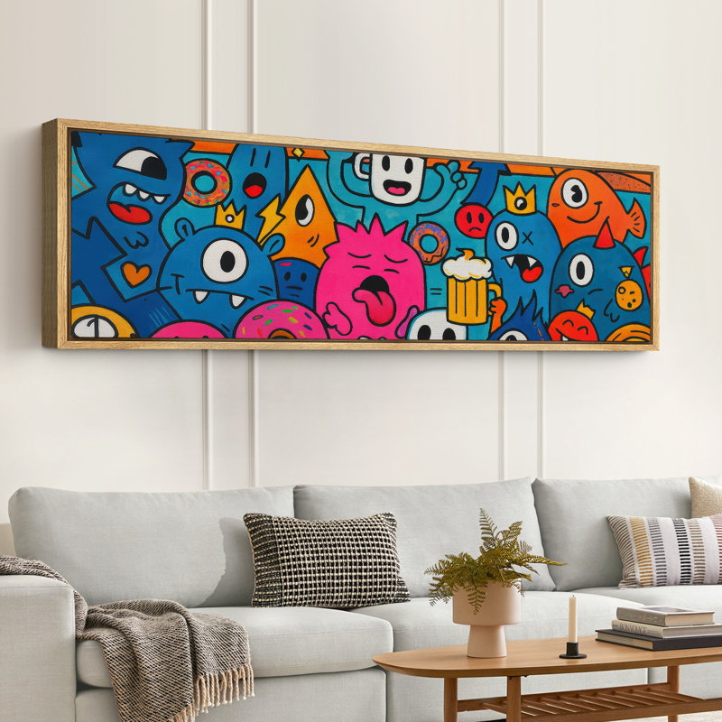 Grande impression sur toile encadrée, reproduction de dessin abstrait pour décoration intérieure moderne, H 20 po x l 60 po