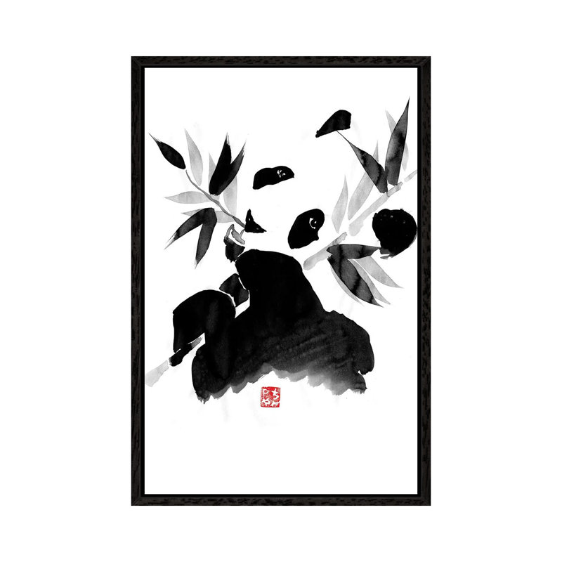 Panda by Péchane - Print on Canvas, Black Framed, 66.04 cm H x 45.72 cm W