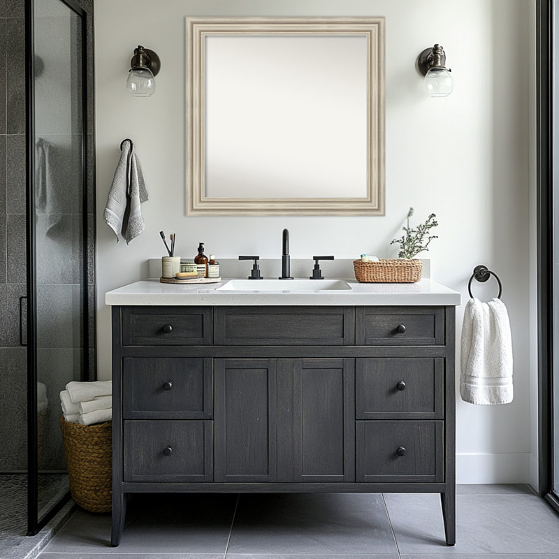 Miroir mural de salle de bain Sierra, Argent argent, 31,5 po x 31,5 po