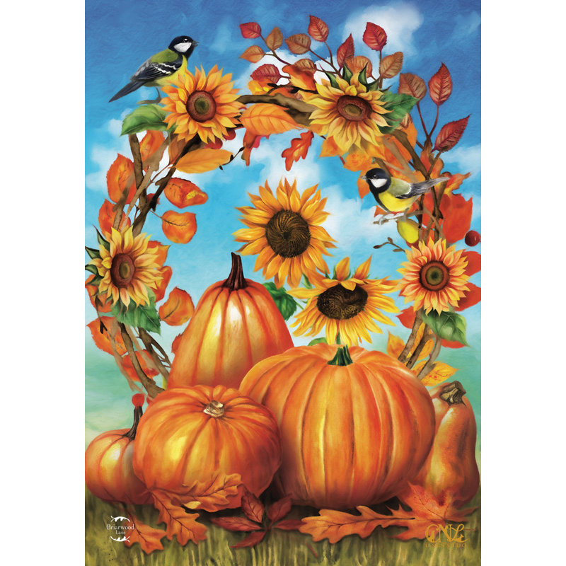 Drapeau de jardin avec couronne d'automne