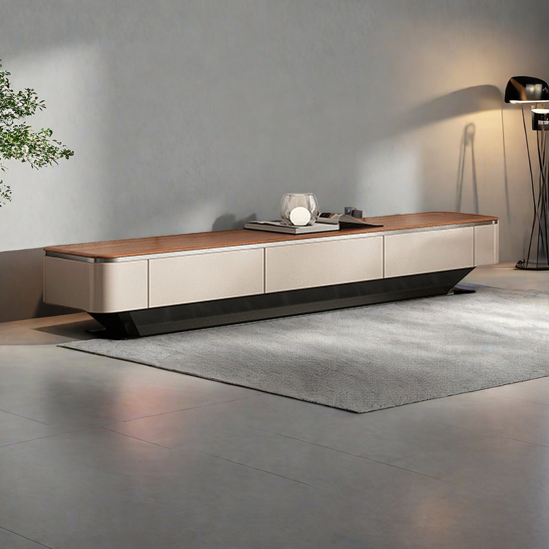 Meuble télé moderne avec rangement en bois massif, H 15,74 po x L 86,61 po x l 15,74 po