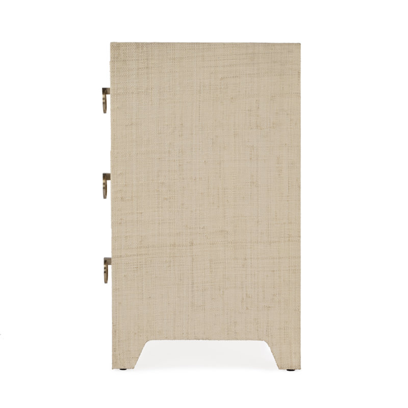 Bar Harbor Raffia 3 Drawer Nightstand, Natural
