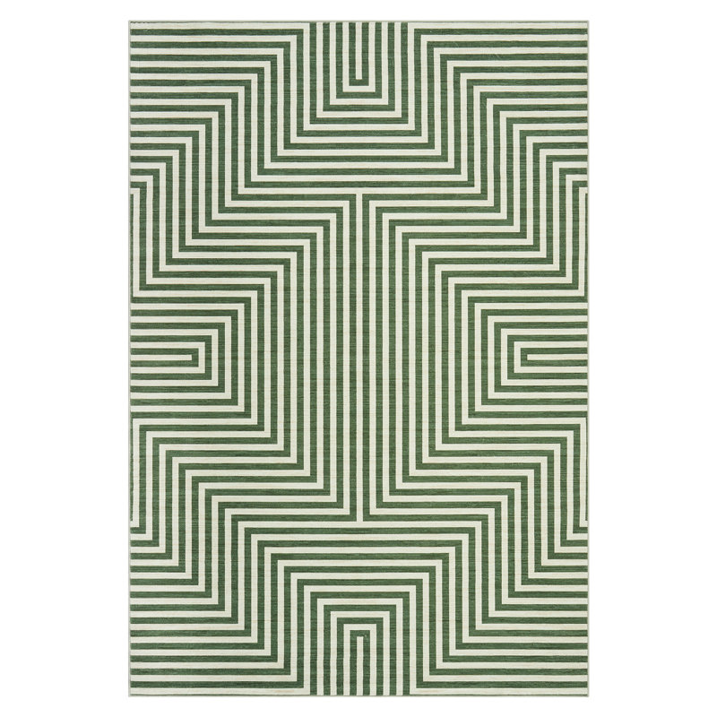 Modern Rug for Living Room Non-Slip Striped Accent Rug, Stain-Resistant Ultra-Thin Bedroom Carpet, Soft Low Pile Indoor Floor Mat for Kids Room, Nursery, Home Office