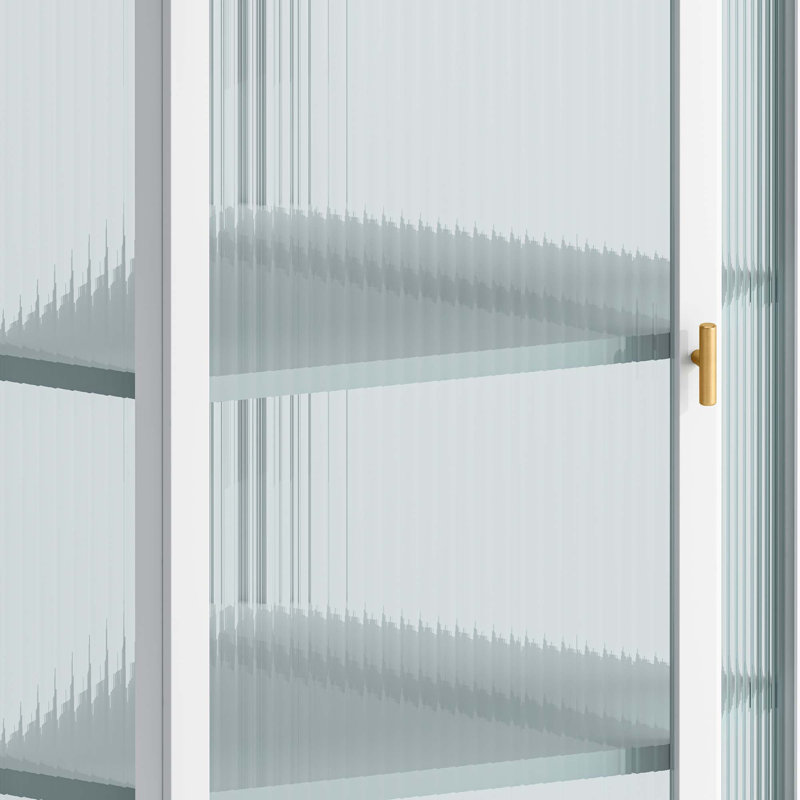 Armoire de coin murale à porte en verre avec rangement à 4 niveaux