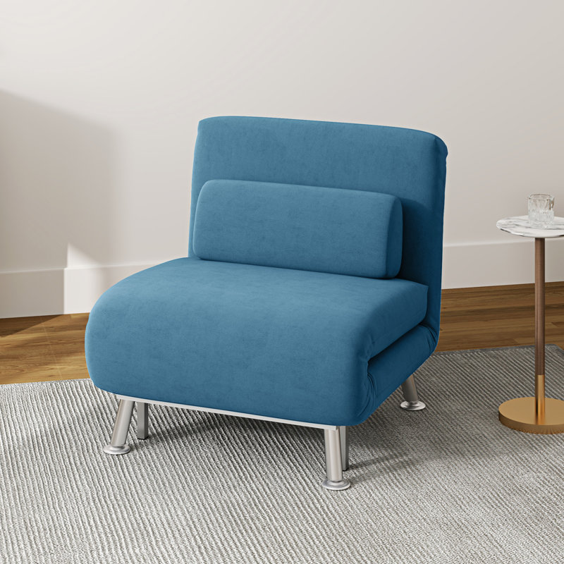 Romig Single 75cm Upholstered Convertible Sofa, Blue