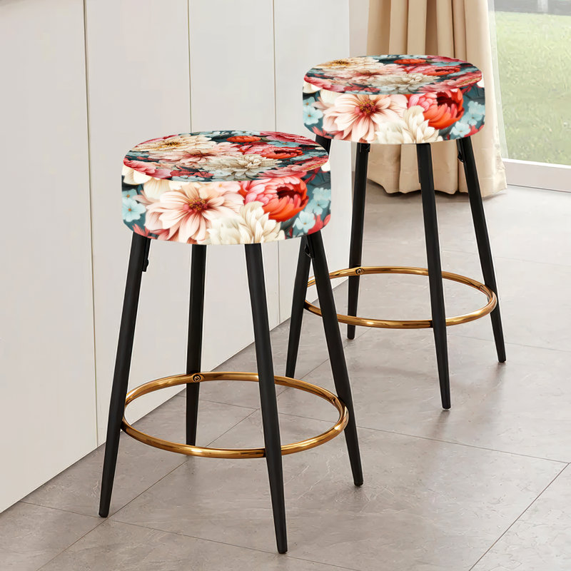 Harmony Elegance Peony Blooms - Ensemble de 2 tabourets de bar floraux