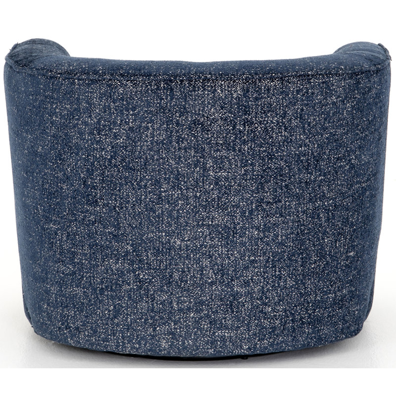 Mila Swivel Barrel Chair, Comal Azure Performance Textured Weave