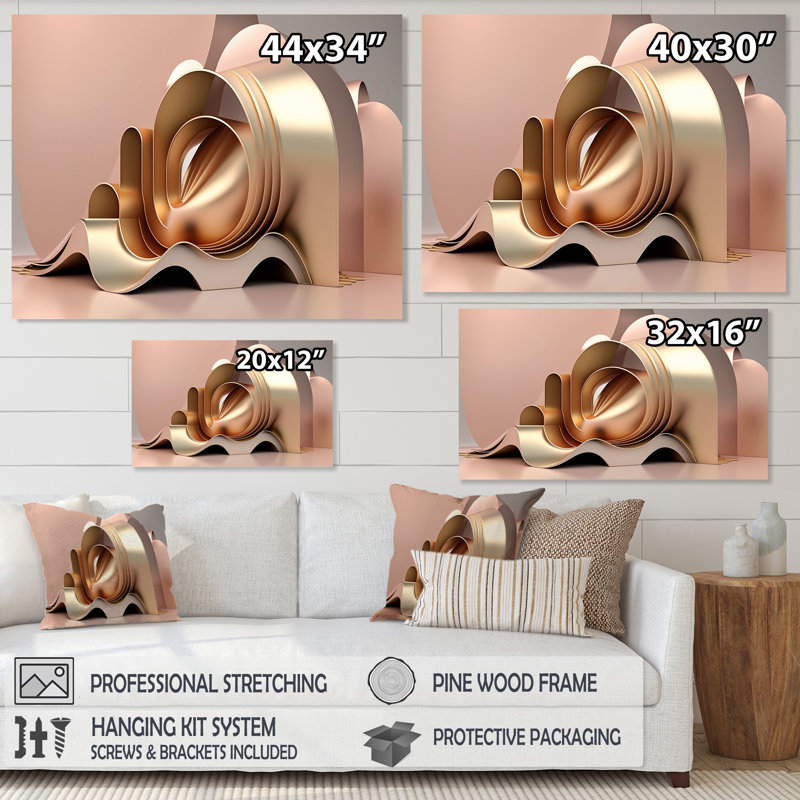 «Minimalistic liquid Gold Architecture V», reproduction sur toile, H 30 po x l 40 po x P 1,5 po, Toile tendue