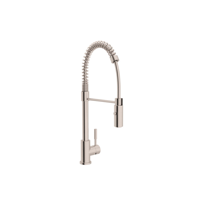 Lux Pull-Down Single Handle Kitchen Faucet with Accessories, Brushed Stainless Steel