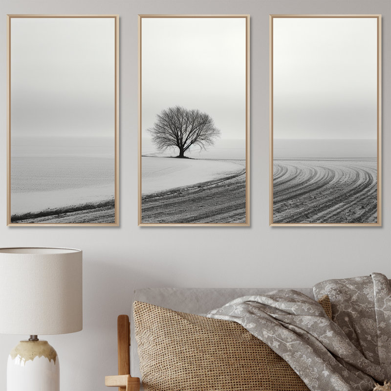Paysage d'hiver photo II - ensemble d'art mural paysage d'hiver, Cadre naturel flottant, H 28 po x l 36 po x P 1 po