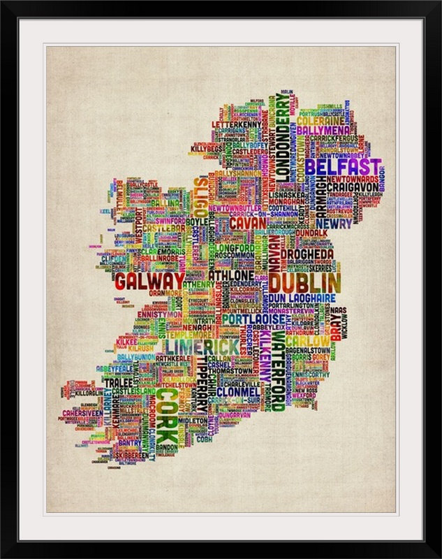 Francy " Irish Cities Map " by Michael Tompsett Ebern Designs