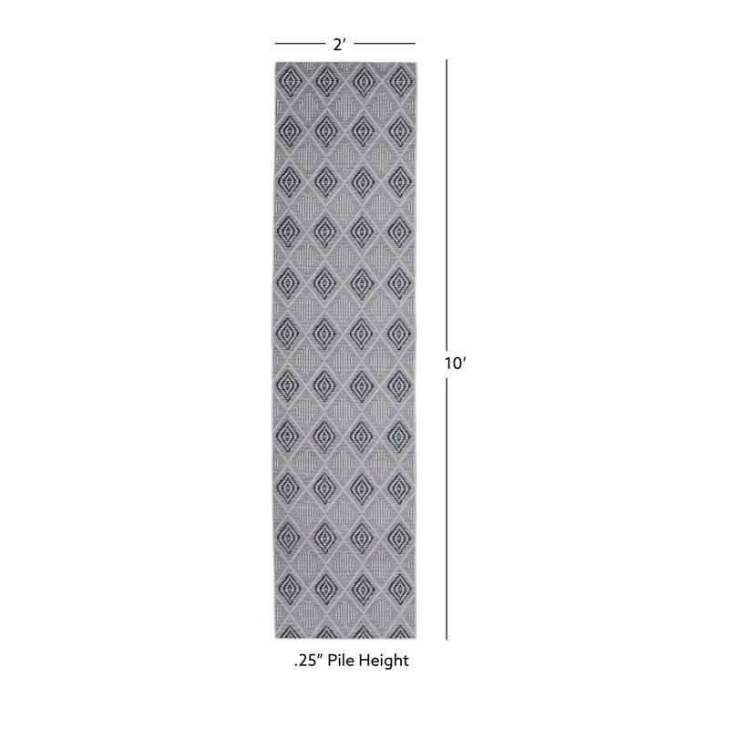 Geometric Indoor Rug, Runner 2' x 10'