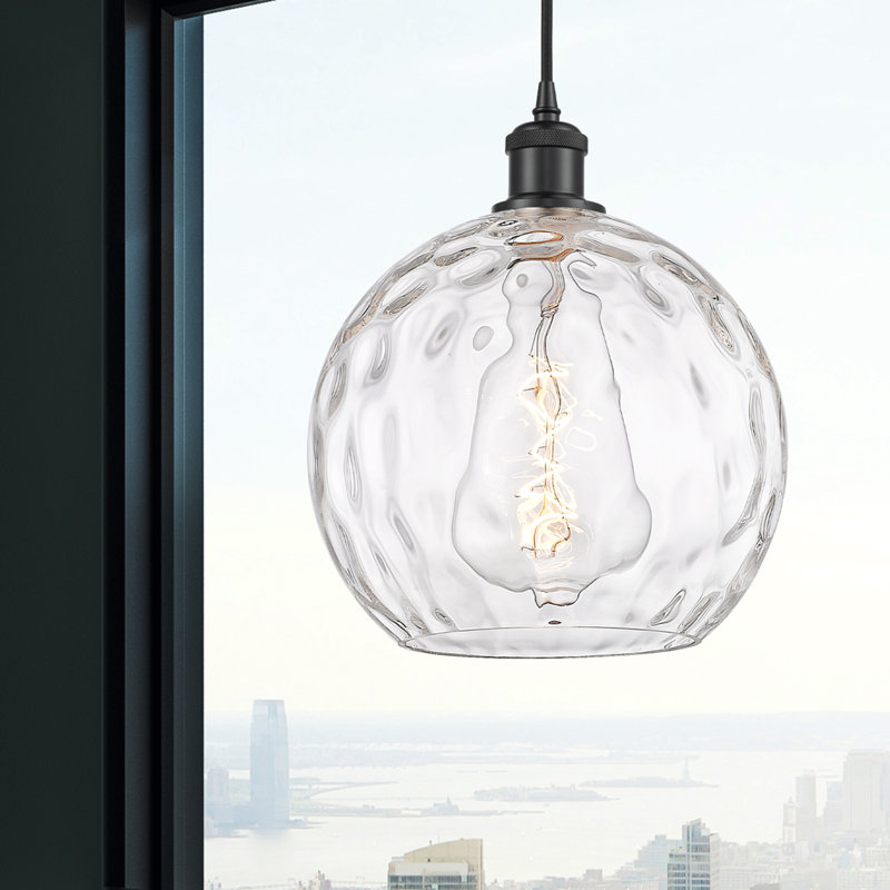 Luminaire suspendu sphère 1 lumière Roxane, H 13 po x l 10 po x P 10 po, DEL, Noir mat