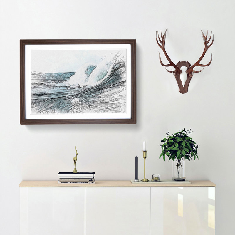 Surfs up in Abstract - Framed Print, 62cm H x 87cm W x 2cm D, Walnut Framed