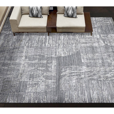 Abstract Area Rug in Ivory
