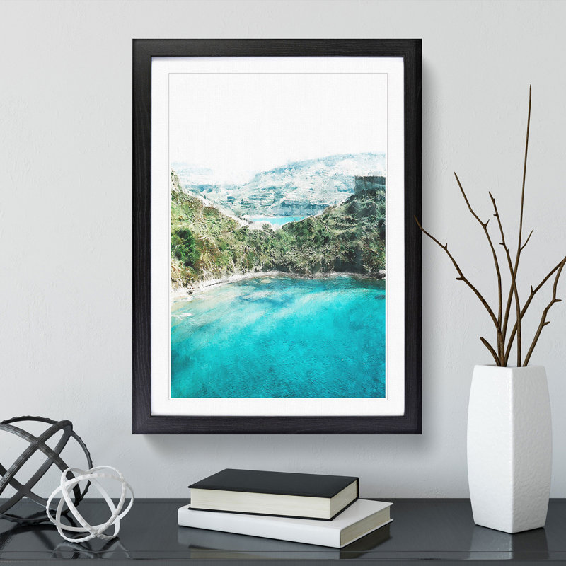 Golden Bay in Mellieha Malta - Picture Frame Painting, Black Framed, 36cm H x 27cm W x 2cm D