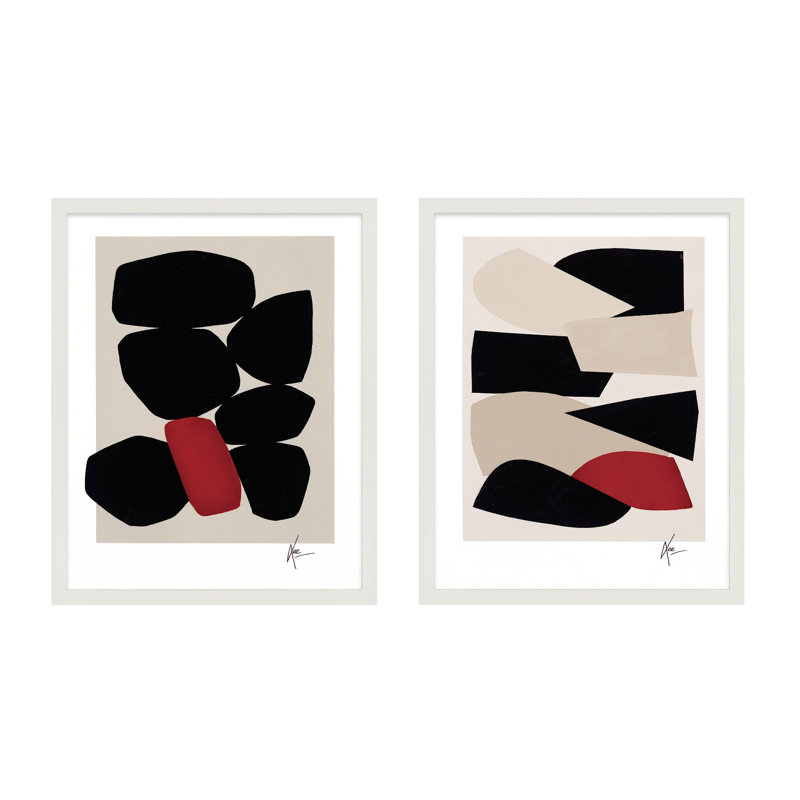 Ink & Jewel Set Of 2 Print by Lee Lessem, White Framed, 30" H x 24" W x 1.25" D