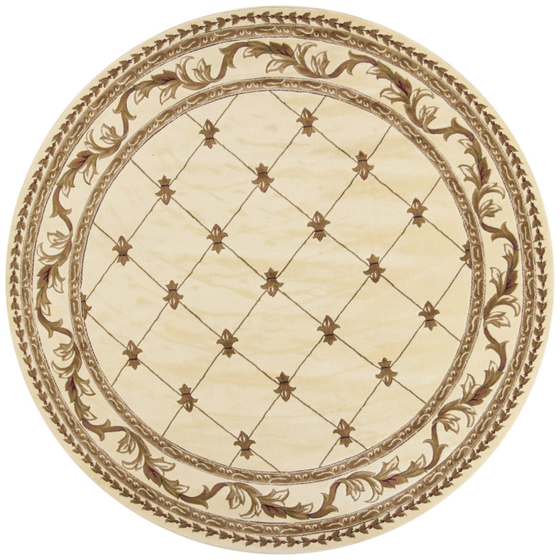 Tapis traditionnel ivoire Gaythorne Heirloom, Rond 7 pi 7 po