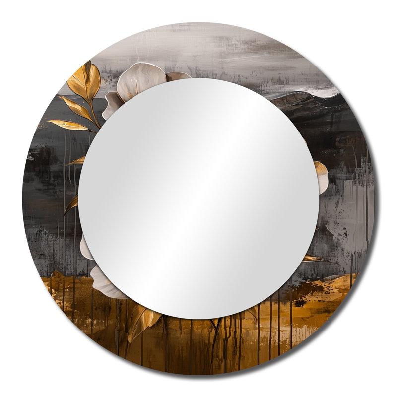 Golden Pansies Copper Serenade I - Art mural miroir floral - imprimé sur métal, 23 po x 23 po