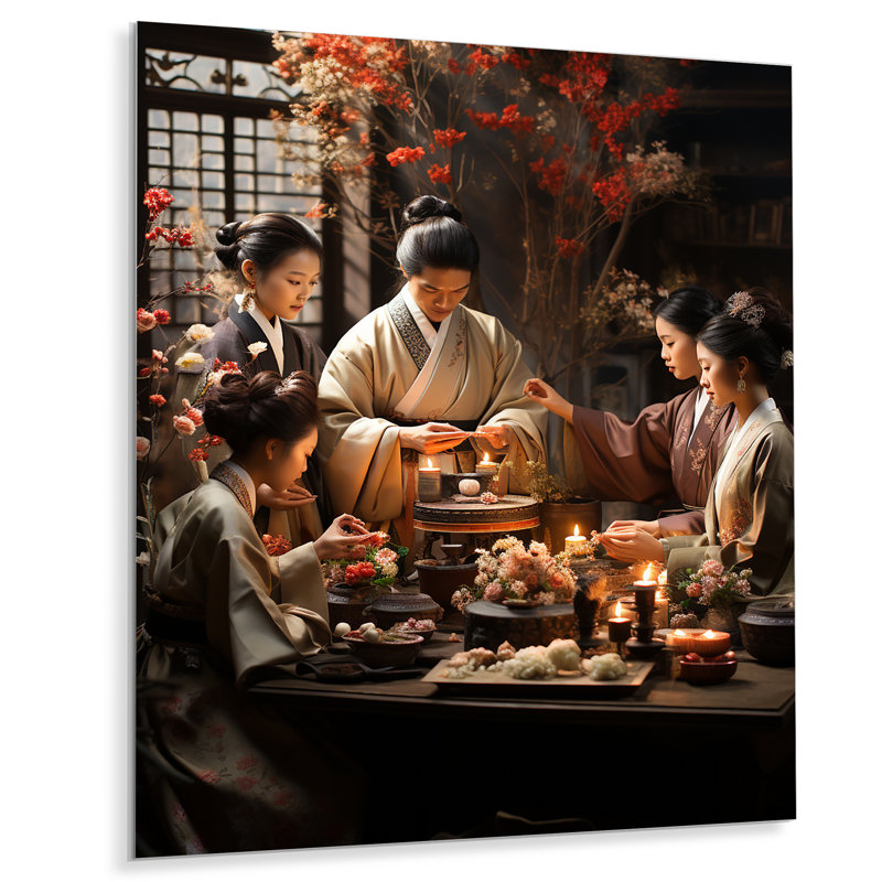 Asian Art Harmony In Tea IV - Art mural asiatique en métal, H 20 po x l 12 po x P 1 po