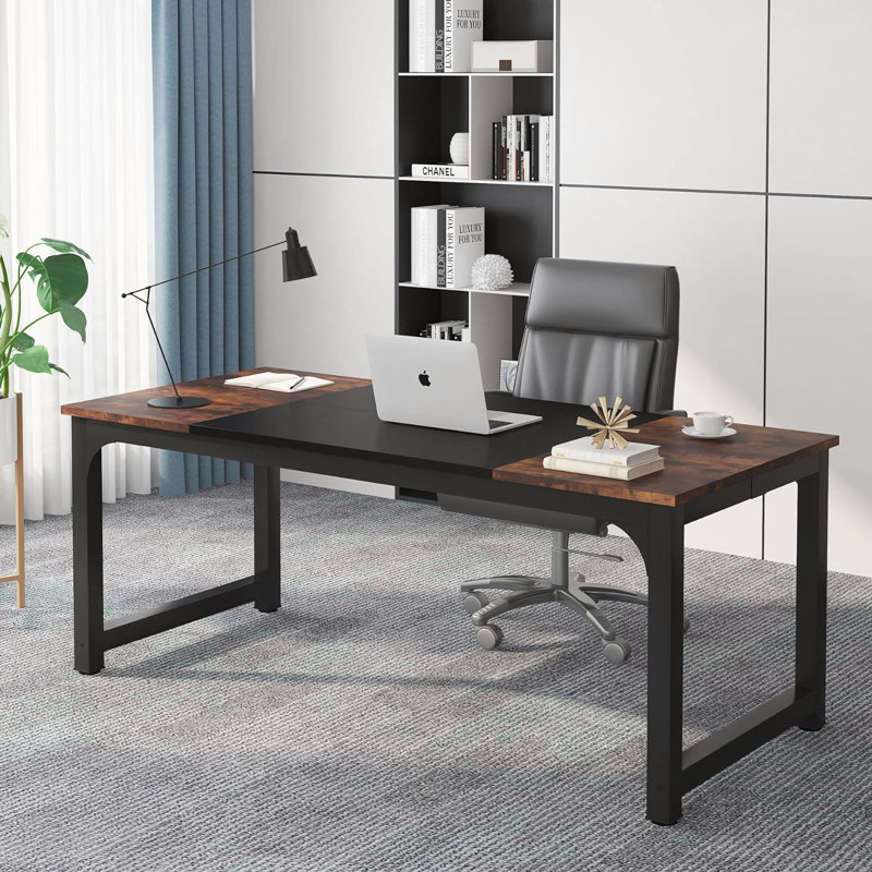 Waltman Desk, Rustic Brown/Black, 29.52" H x 70.86" W x 31.49" D