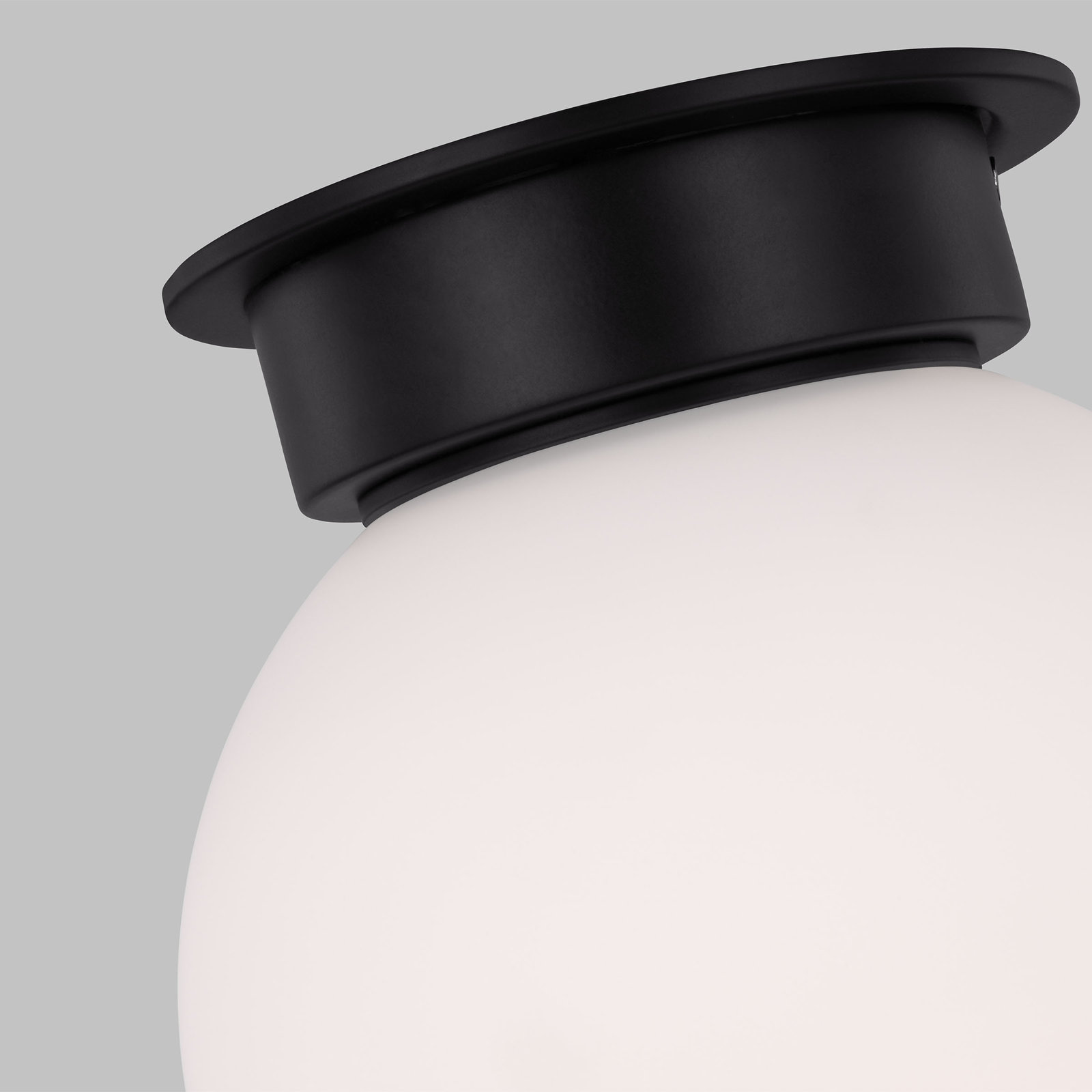Single Light Glass Flush Mount, Midnight Black