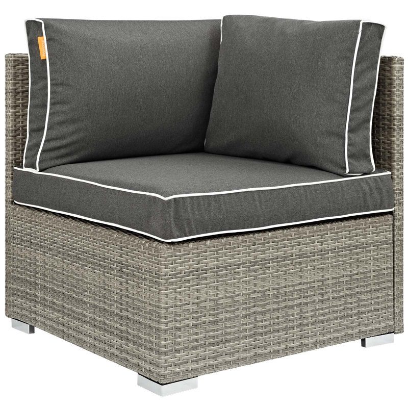 Modway Havenside Home Bocabec Fabric Outdoor Patio Corner, Charcoal