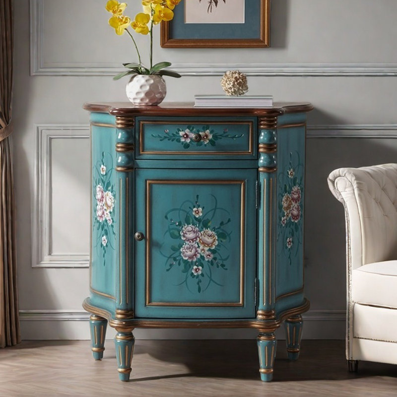 Buffet décoratif vintage rétro semi-circulaire peint à la main