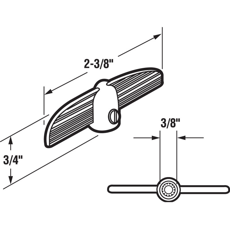 Opérateur à vantail avec poignée en T Prime-Line (paquet de 2), Aluminium, H 5,4 po x l 3,75 po x P 0,9 po