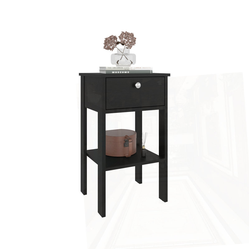 Table de chevet avec 1 tiroir, Noir