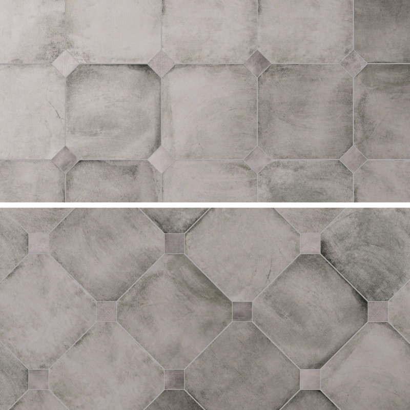 Laverton Octagon W/Taco 7-7/8 In. X 7-7/8 In. Porcelain Floor And Wall Tile, Gray