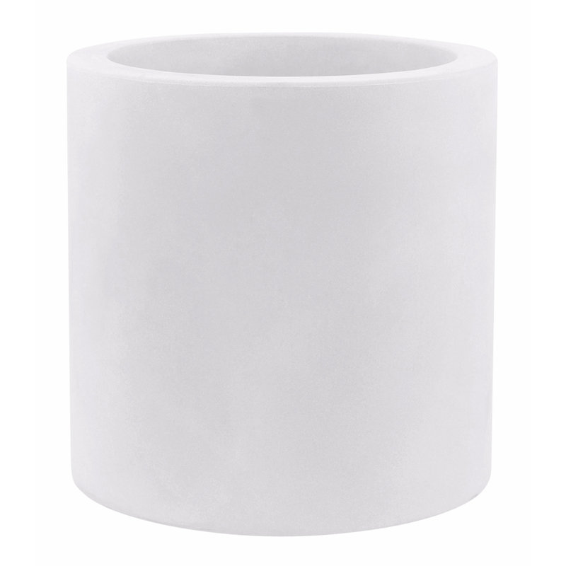 Pot à fleurs en résine Cilindro, Blanc, H 16,25 po x l 15,75 po x P 15,75 po