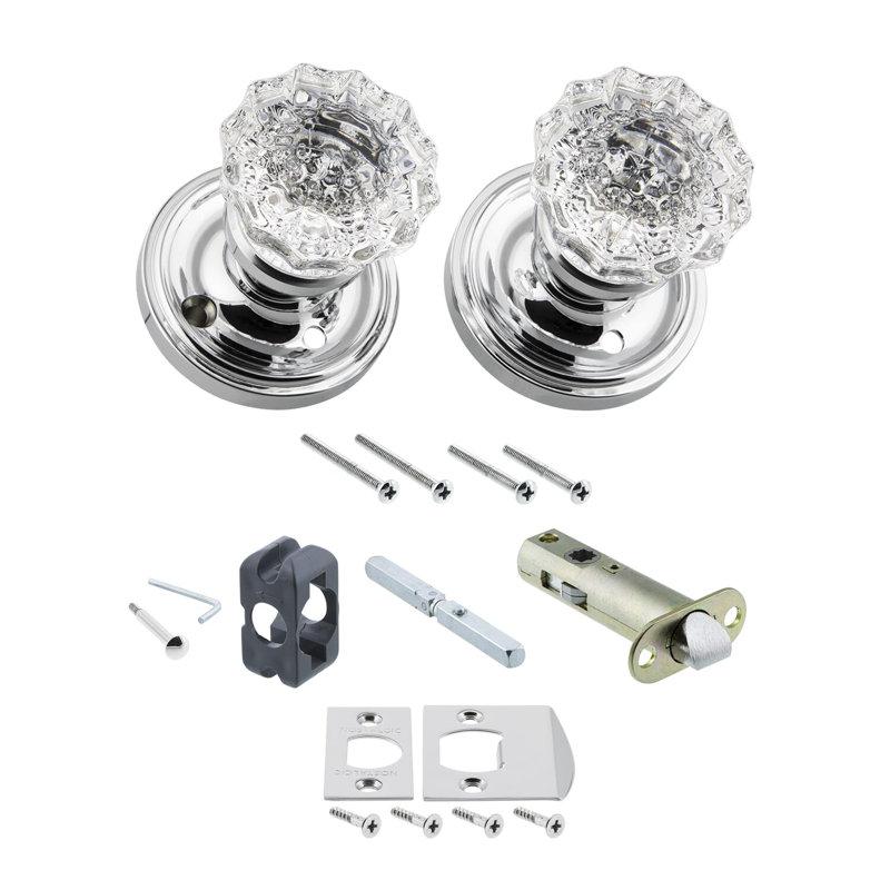 Classic Rosette with Crystal Door Knob, Bright Chrome, 2-3/4"