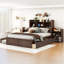 Lit plateforme double avec tablettes coulissantes-13449128
