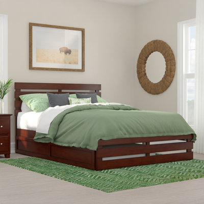 Jaqson Premium Wood Farmhouse Platform Bed with Matching Footboard & Roll Out Trundle