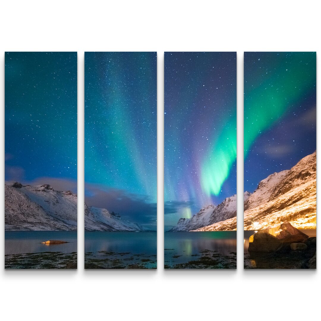 4-tlg. Leinwandbilder-Set Polarlichter in Norwegen