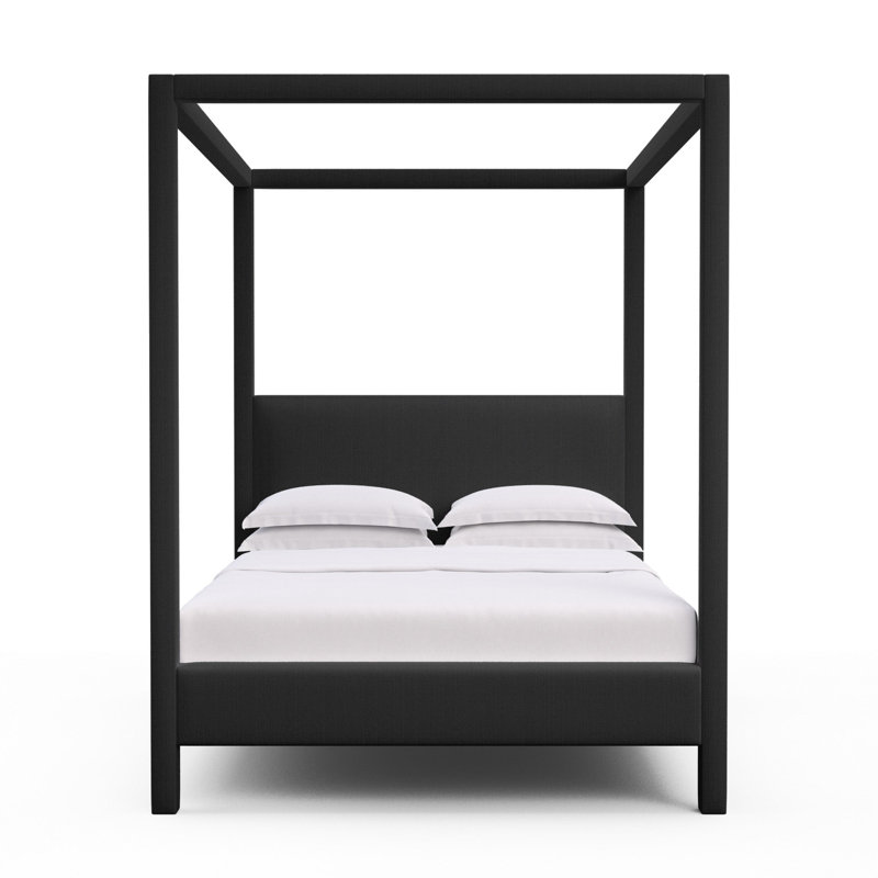 Lafayette Upholstered Bed, Queen, Box Weave Linen Black Jack