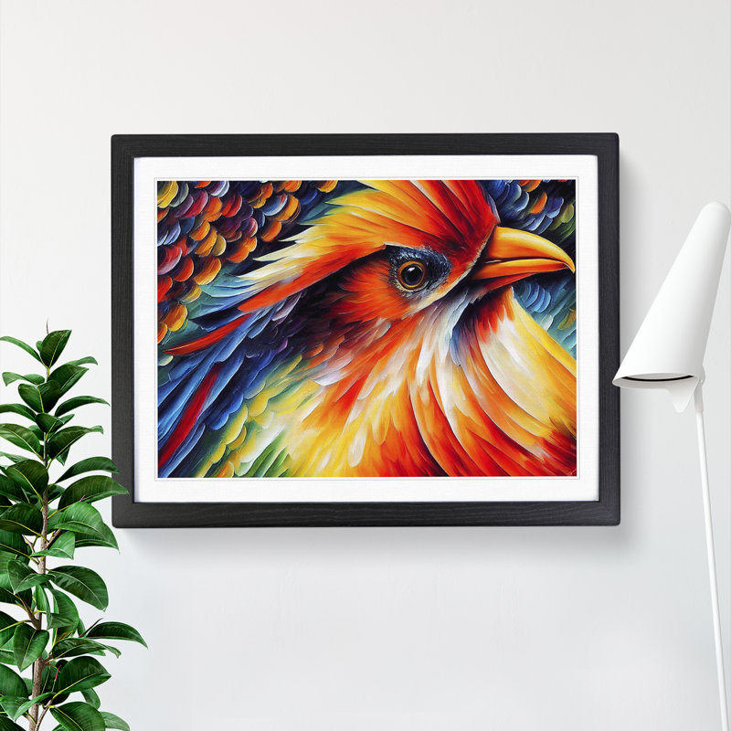Cardinal Bird Vol.3 Abstract - Single Picture Frame Print, 46cm H x 64cm W x 2cm D, Black Framed