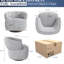 Surdimensionné pivotant à 360 degrés en gris - rembourrage en mousse confortable, tissu de revêtement, - chaise d'appoint entièrement assemblée, fabrication, résistance aux taches-1061212163