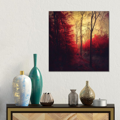 Ruby Red Forest - Wall Art Print - Framed Canvas
