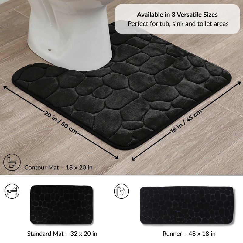 Mousse à mémoire de forme en microfibre Pebbles 3D 20 pi x 20 po, Noir