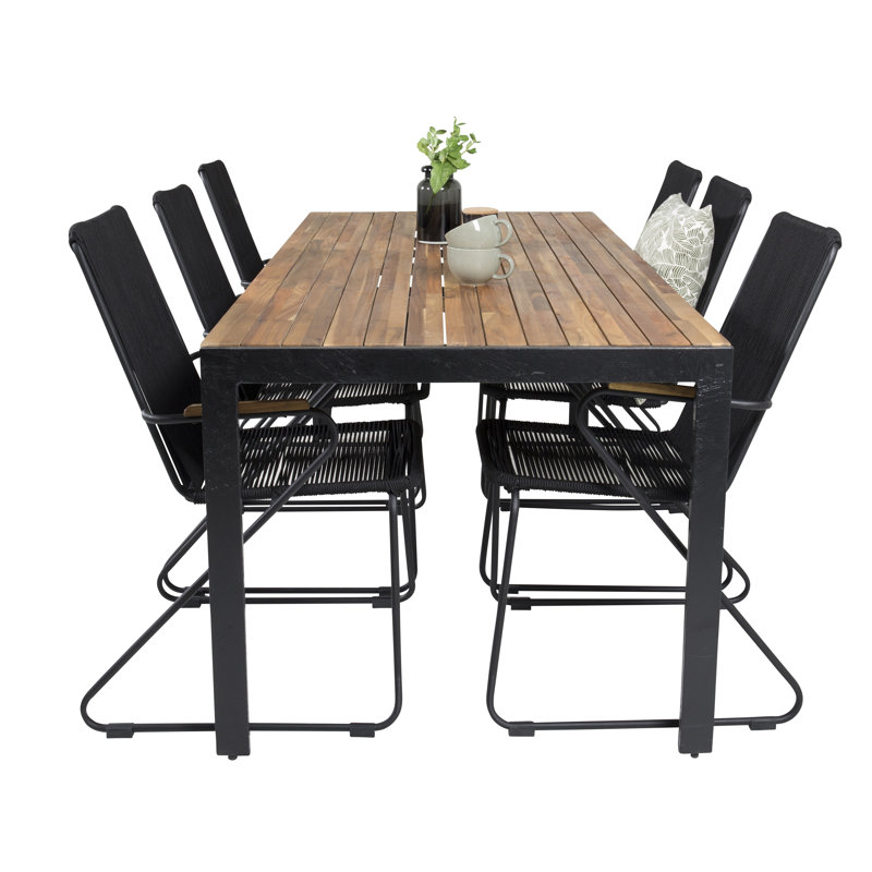 Camron 6 - Person Wicker Patio Dining Set with Extendable Rectangular Table