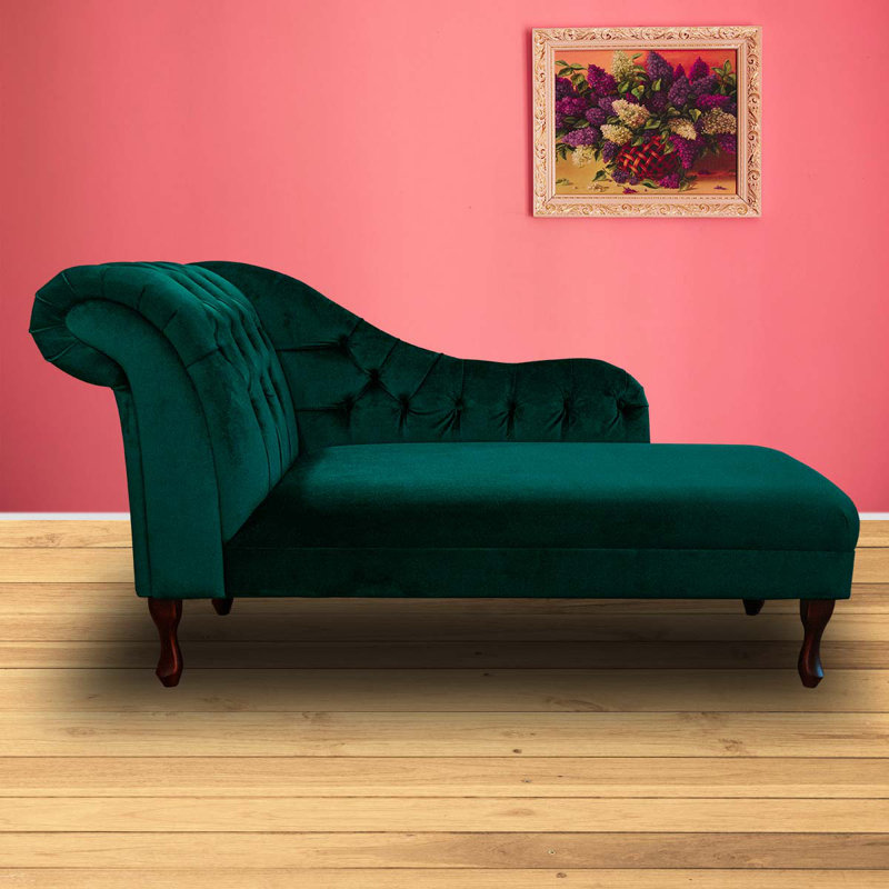 Upholstered Chaise Lounge, Green