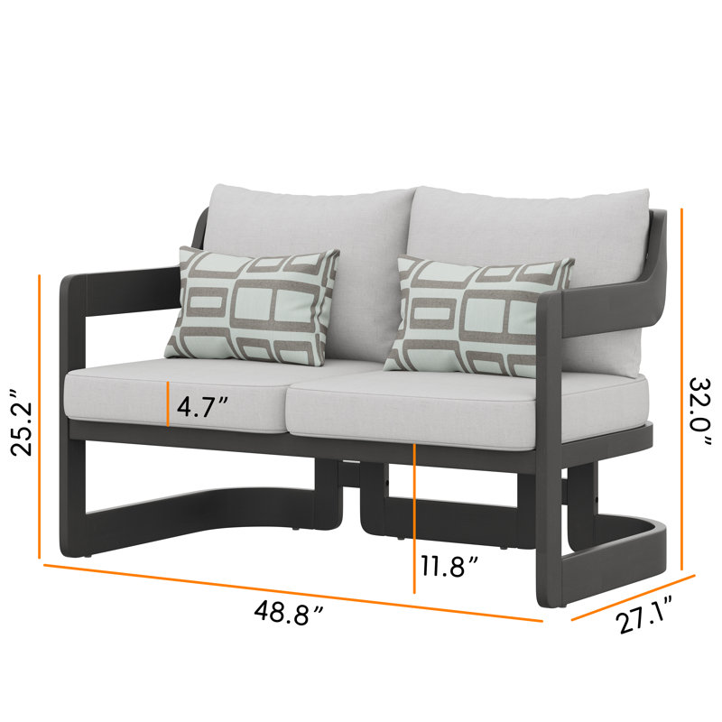 Causeuse d'extérieur en acacia avec coussins, Grey/Grey