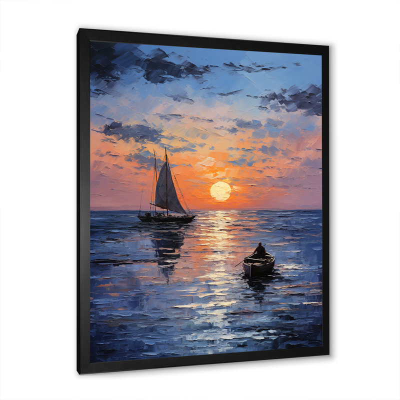 Coucher de soleil bleu sur fond de côte I - art mural coucher de soleil côtier, H 20 po x l 12 po x P 1 po