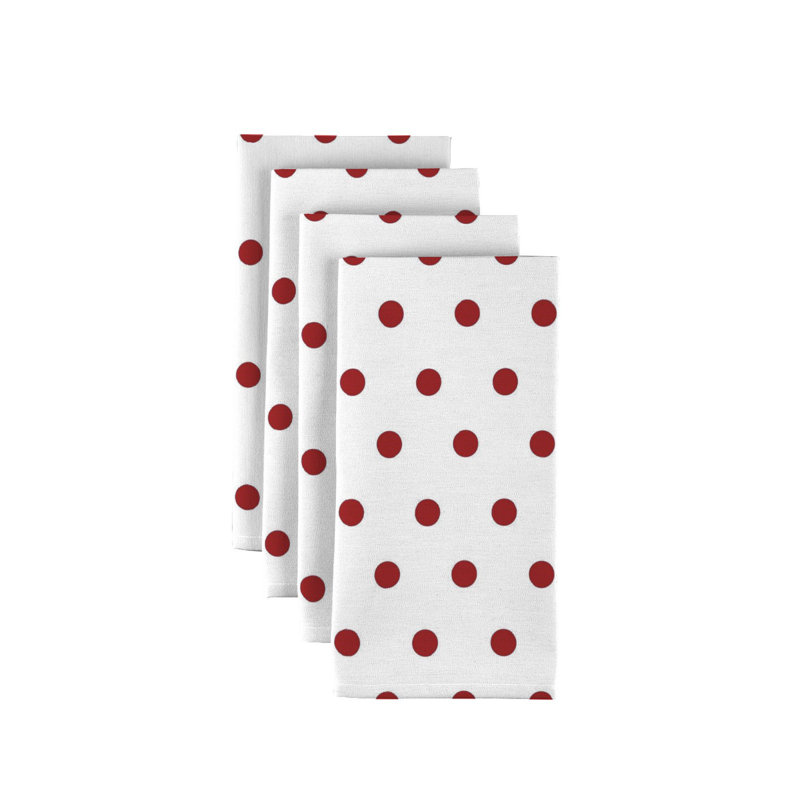 Polyester Polka Dots Square Napkin, Red
